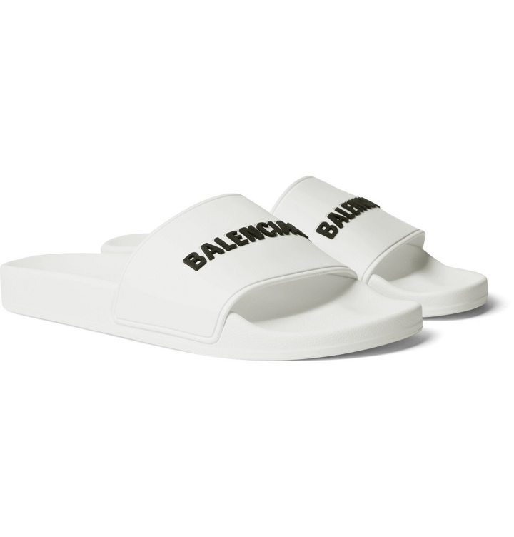 Photo: BALENCIAGA - Logo-Detailed Rubber Slides - White
