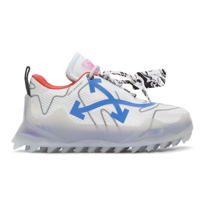 Photo: Off-White White and Blue Odsy-1000 Sneakers
