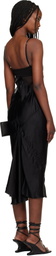 Rick Owens Black Temple Combo Slip Midi Dress