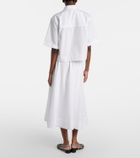 Vince Scalloped cotton poplin midi skirt