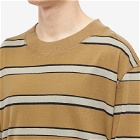 MHL by Margaret Howell Men's Matelot Stripe Long Sleeve T-Shirt in Khaki/Taupe/Black
