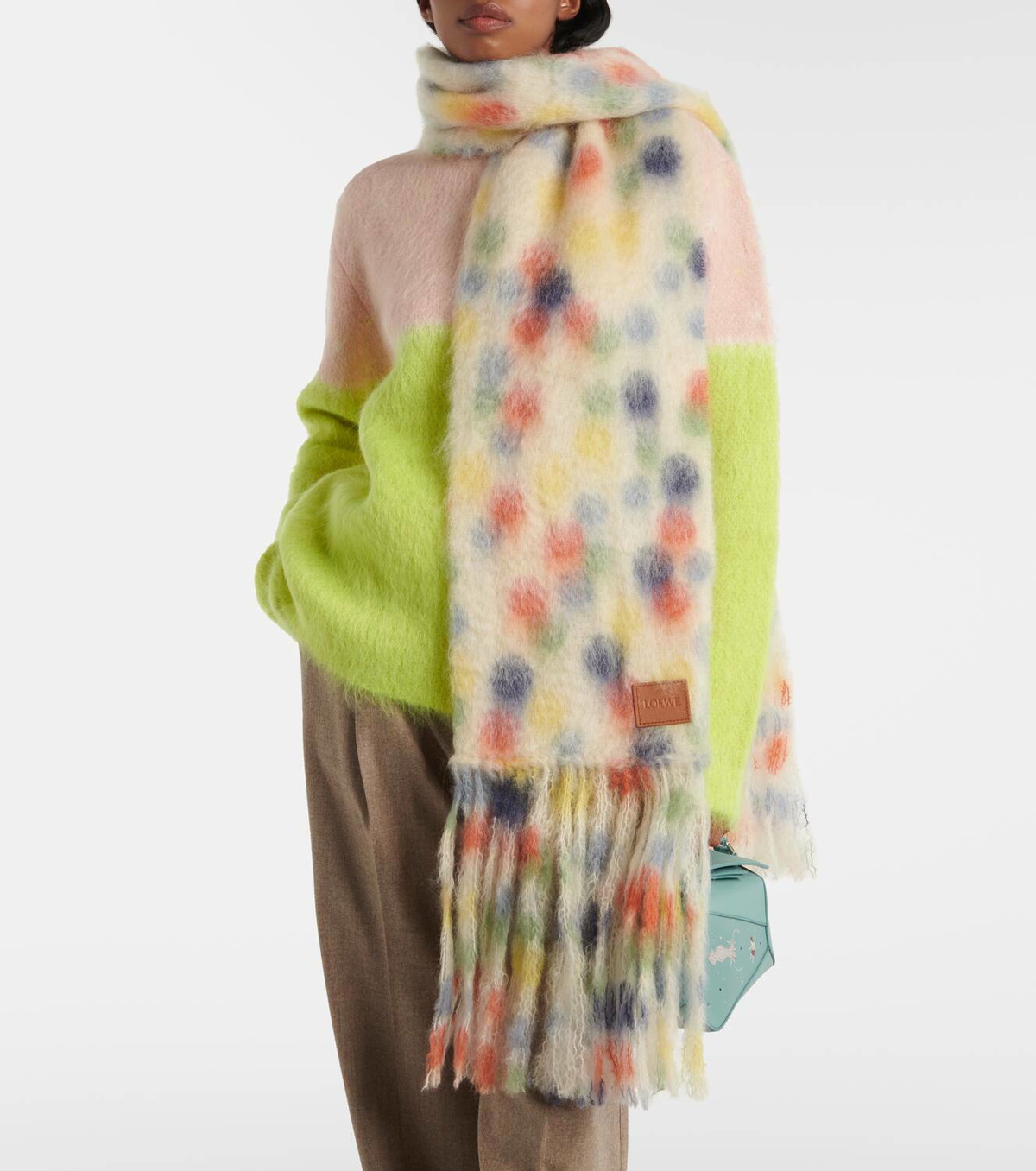 Loewe x Suna Fujita polka-dot mohair-blend scarf Loewe