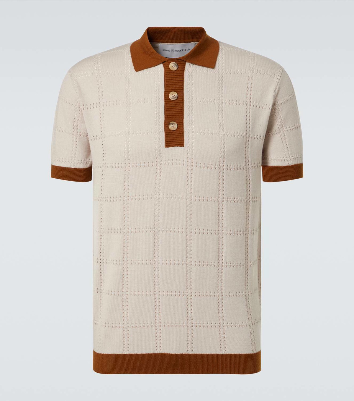 King & Tuckfield Checked wool polo shirt