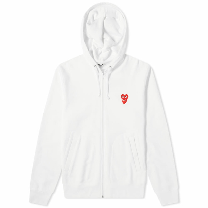 Photo: Comme des Garçons Play Men's Overlapping Heart Zip Hoody in White/Red