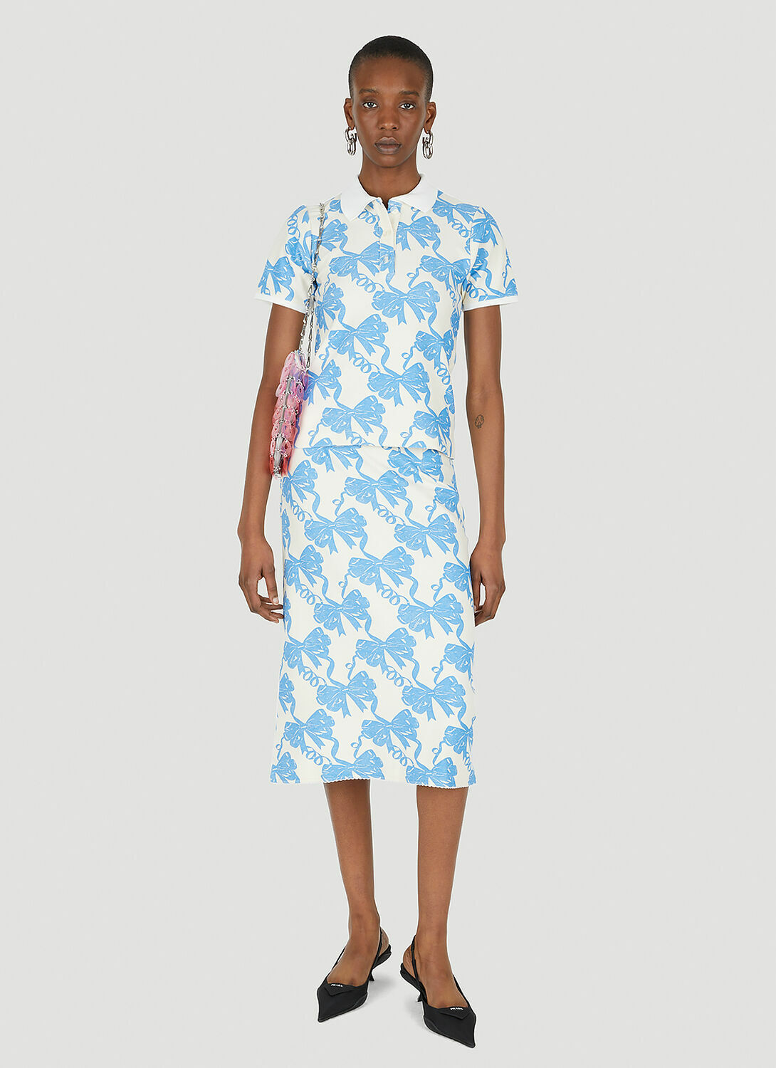 Maisie Wilen Au Fait Ribbon Print Polo Shirt