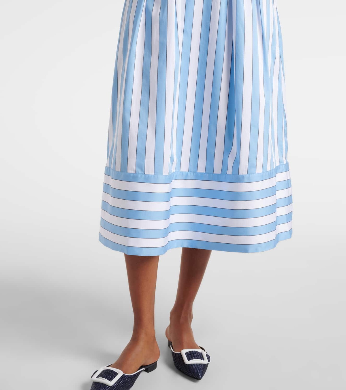 Rebecca Vallance Nilah striped belted cotton midi dress