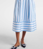 Rebecca Vallance Nilah striped belted cotton midi dress