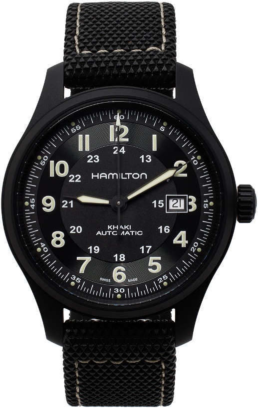 Photo: Hamilton Black Khaki Field Titanium Automatic Watch