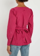 Damson Madder Clare Striped Cotton Blouse Red