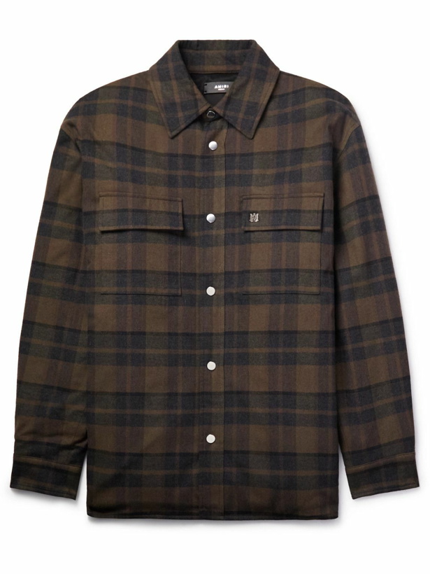 Photo: AMIRI - Checked Padded Cotton-Blend Flannel Overshirt - Brown