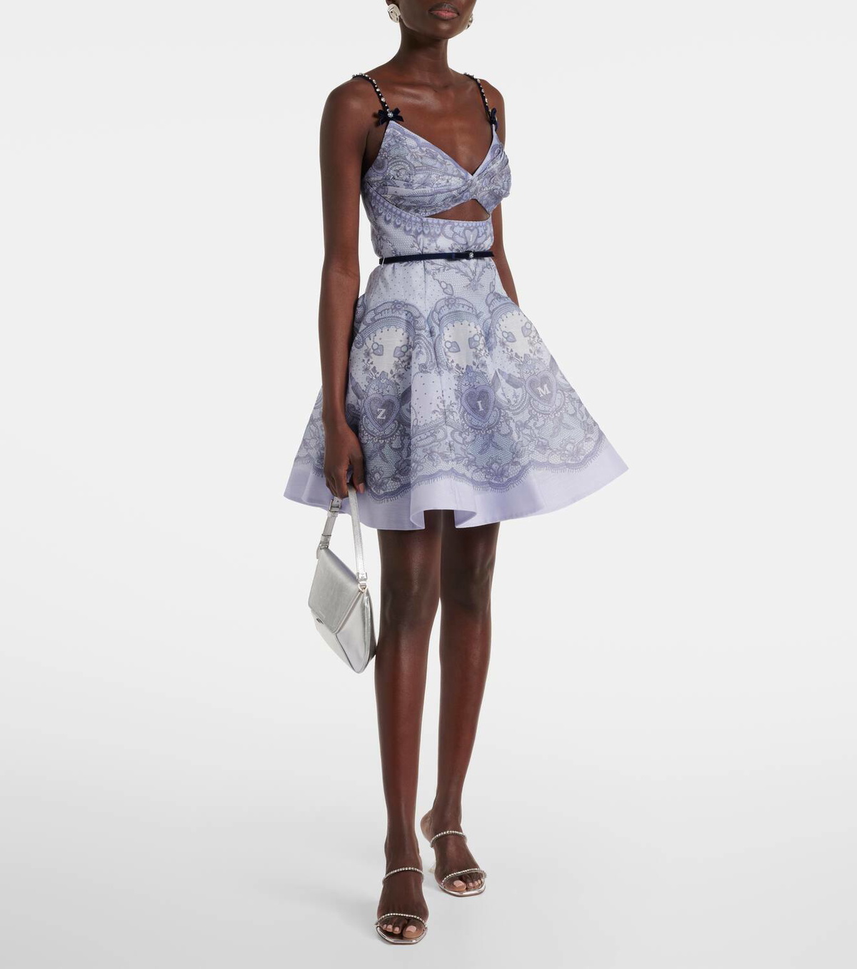 ZIMMERMANN リボン コットン ミニドレス Zimmermann Crush Twist Front bow-detail lace minidress