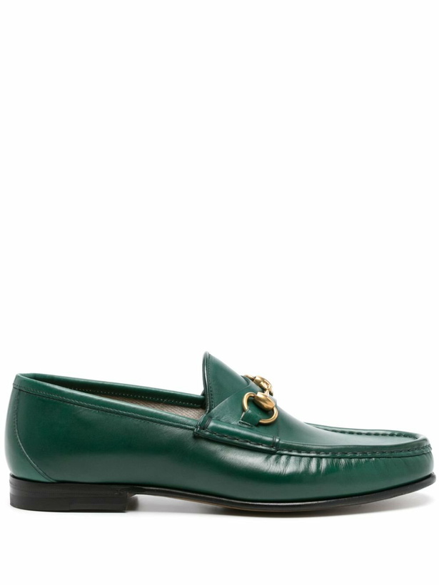 Photo: Gucci Green 1953 Horsebit Leather Loafers