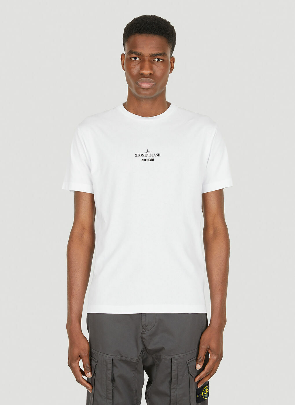 Logo Print T-Shirt in White Stone Island