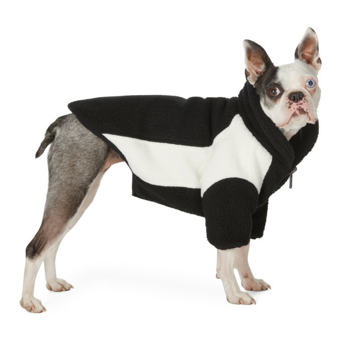 Photo: We11done SSENSE Exclusive Reversible Black and Off-White Oversized Fleece Dog Jacket