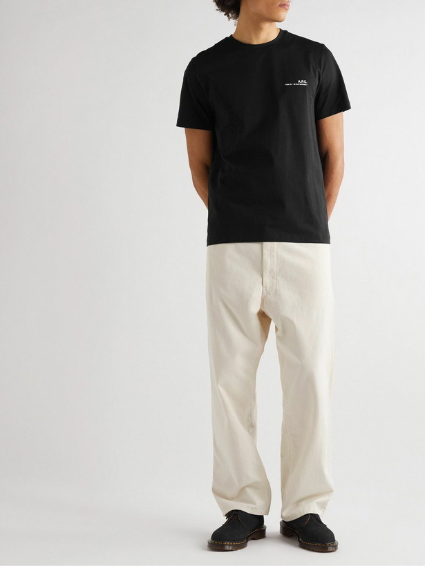 Photo: A.P.C. - Item Logo-Print Cotton-Jersey T-Shirt - Black