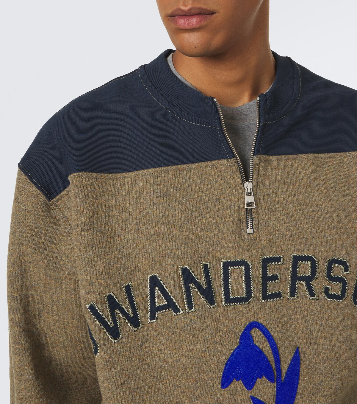 JW Anderson Embroidered wool-blend half-zip sweater