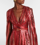 Elie Saab Caped sequined tulle gown