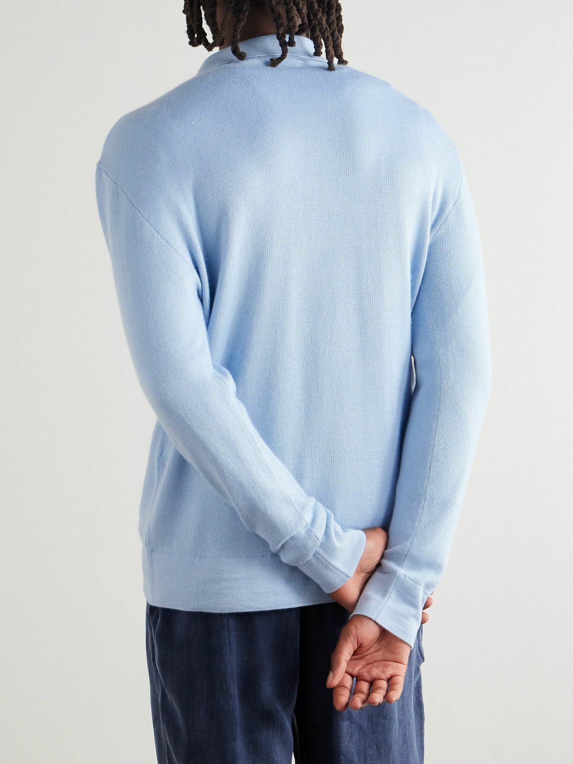UMIT BENAN - Sunset Slim-Fit Cashmere and Silk-Blend Polo Shirt - Blue