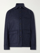 De Petrillo - Houndstooth Virgin Wool Overshirt - Blue