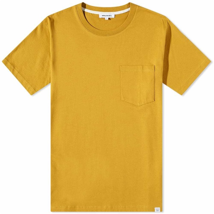 Photo: Norse Projects Men's Johannes Standard Pocket T-Shirt in Turmeric Yellow