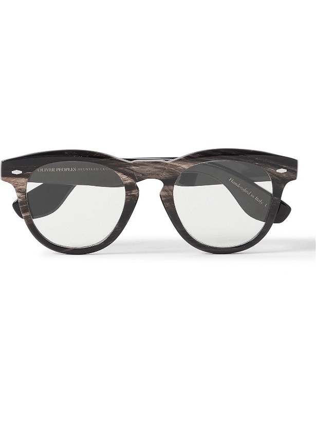 Photo: Brunello Cucinelli - Oliver Peoples Round-Frame Horn Optical Glasses