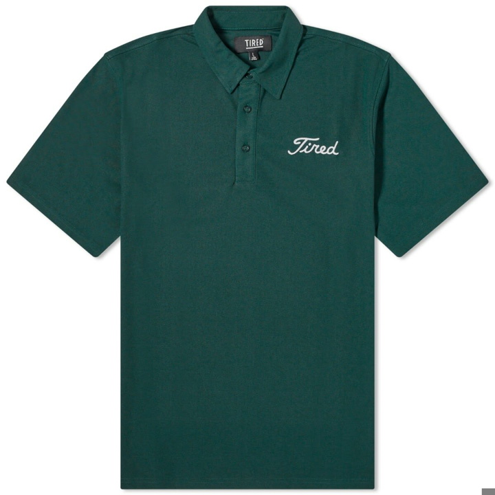 Photo: Tired Skateboards Men's Golf Polo Shirt in Forest Green