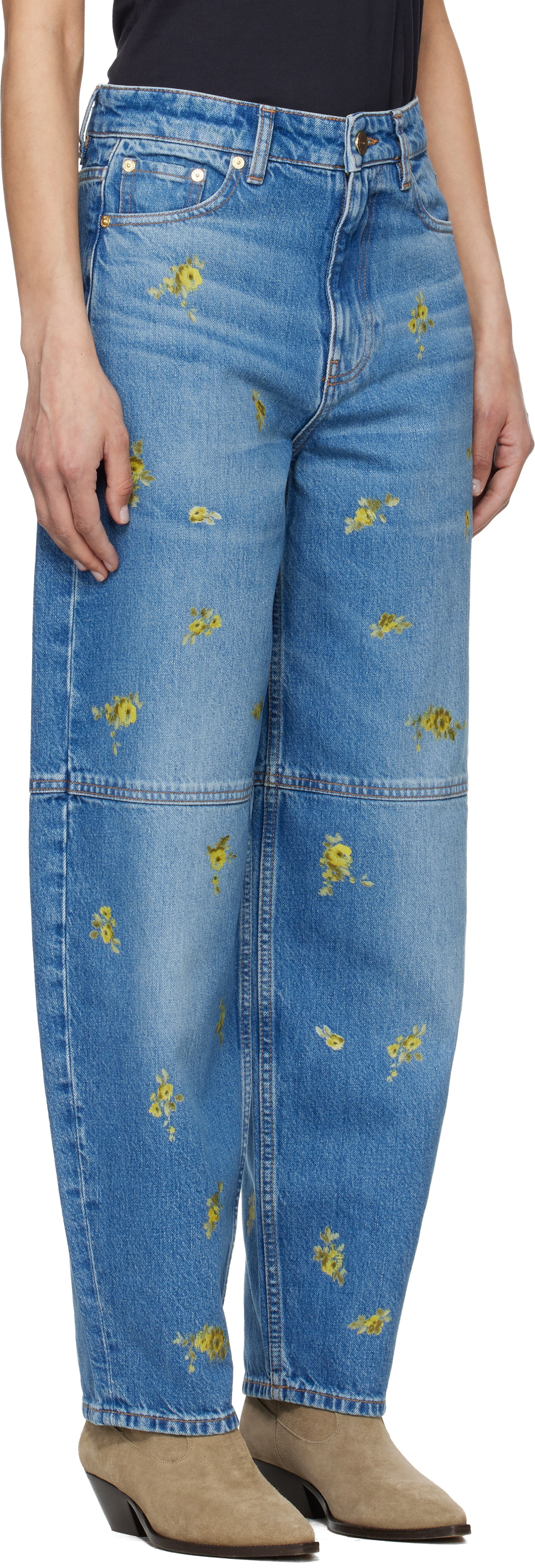 GANNI Blue Printed Stary Jeans