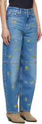 GANNI Blue Printed Stary Jeans