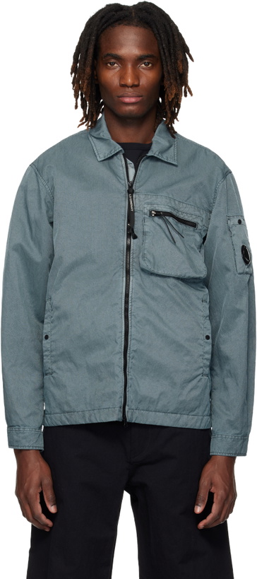 Photo: C.P. Company Blue Panama-R Zipped Lens Overshirt