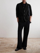 William Lockie - Duncan Shawl-Collar Ribbed Merino Wool and Cashmere-Blend Cardigan - Black