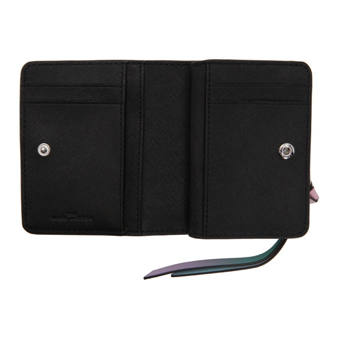 marc jacobs the monogram leather zip around black white wallet