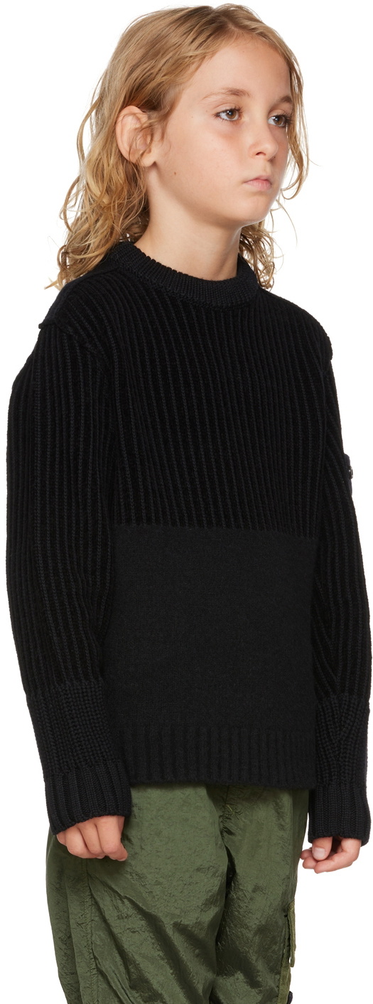 Stone Island Junior Kids Black Wool Sweater