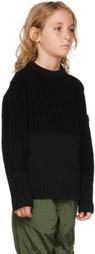 Stone Island Junior Kids Black Wool Sweater