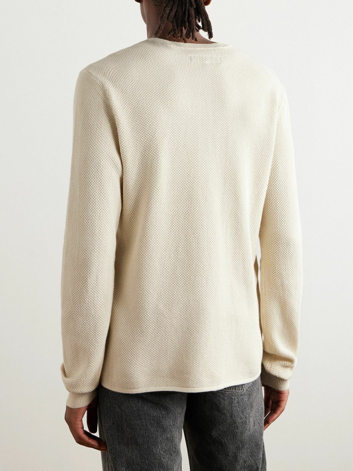 Rag & Bone - Dexter Honeycomb-Knit Organic Cotton Henley T-Shirt - Neutrals
