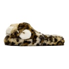 Dolce and Gabbana Brown Faux-Fur Leopard Slippers