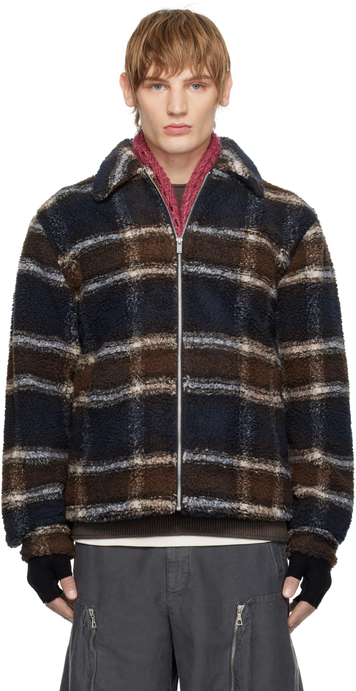 Holzweiler Brown Elix Check Fleece Jacket Holzweiler