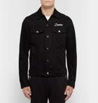 AMIRI - Appliquéd Embroidered Distressed Denim Jacket - Men - Black