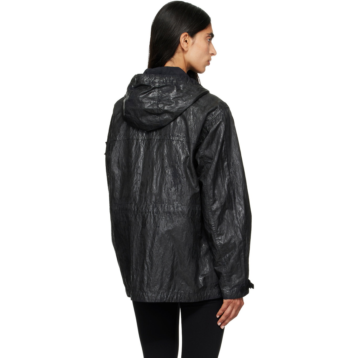 Stone Island Black Q100027 Slick Nylon Tela-TC Jacket