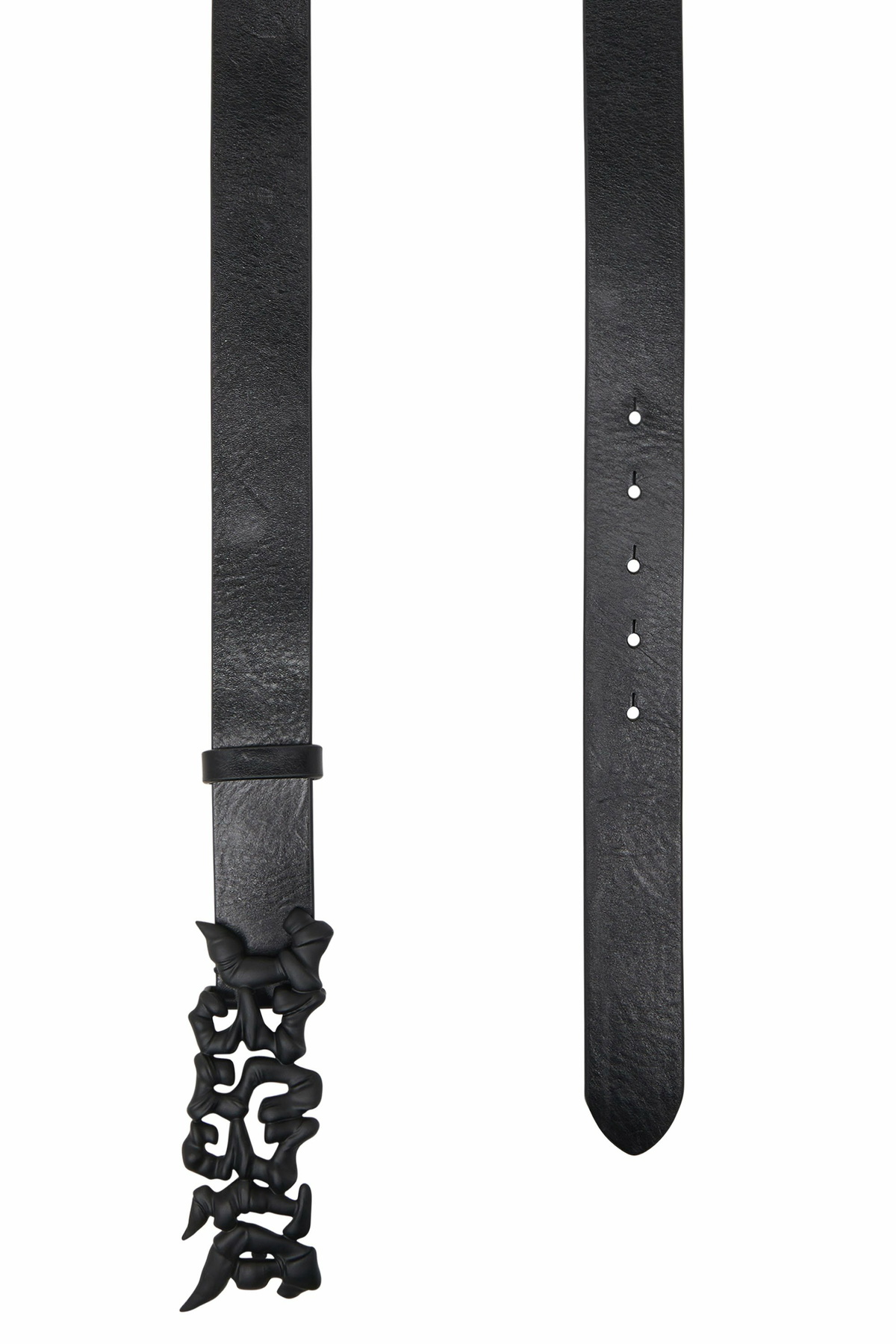 Diesel 3.5cm pull-up leather belt with graffiti buckle - Belts - Unisex - Black