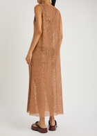 Bec & Bridge Margo Sequin-embellished Open-knit Maxi Dress Camel