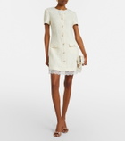 Self-Portrait Lace-trimmed bouclé minidress