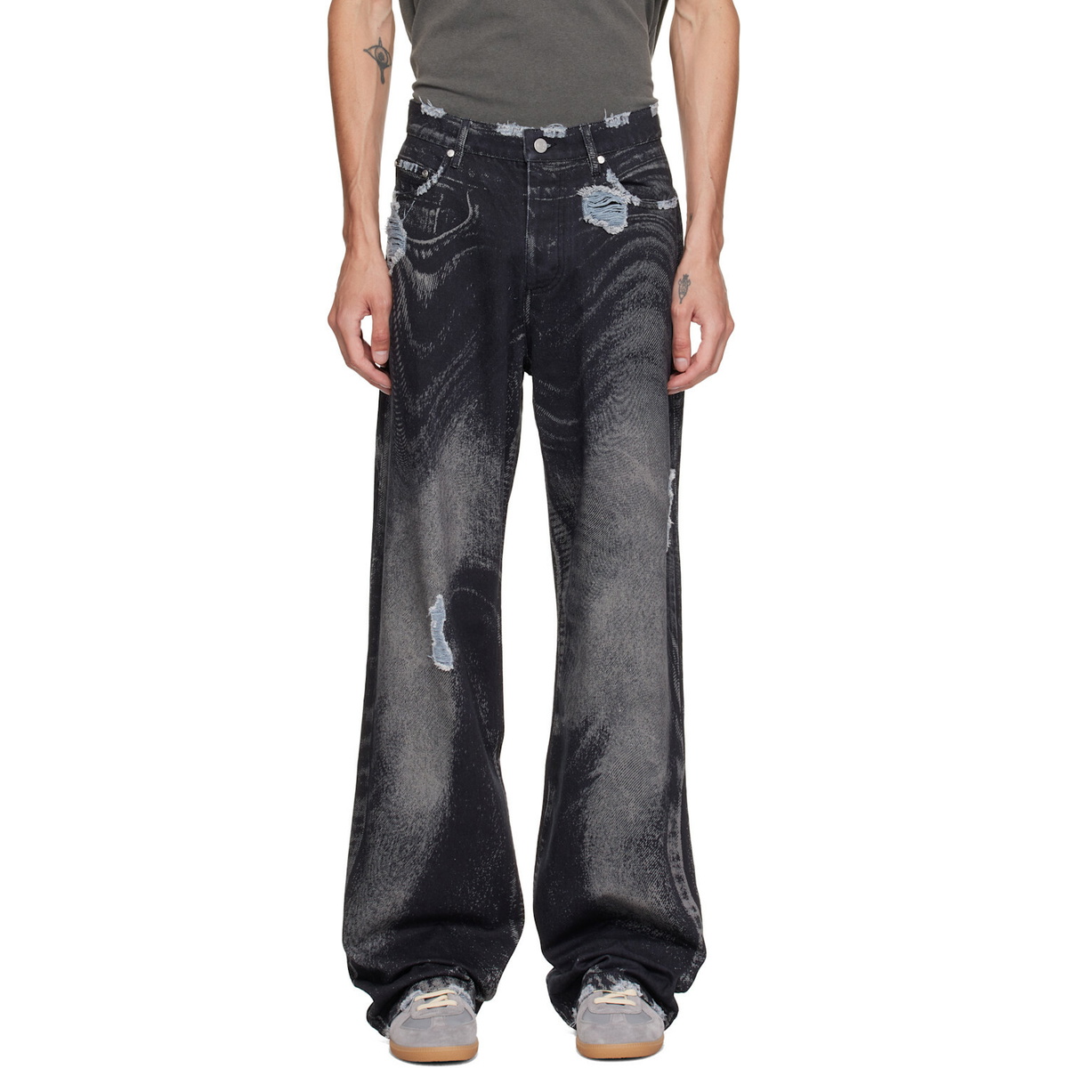 CAMPERLAB Black Distorted Distressed Jeans