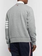 Thom Browne - Striped Loopback Cotton-Jersey Cardigan - Gray