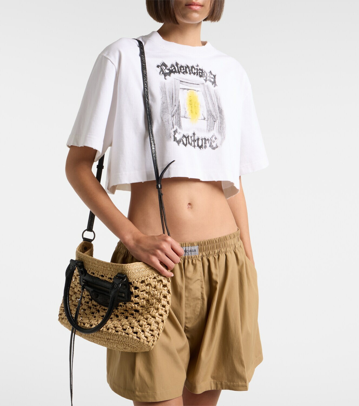 Balenciaga Le City Small raffia basket bag