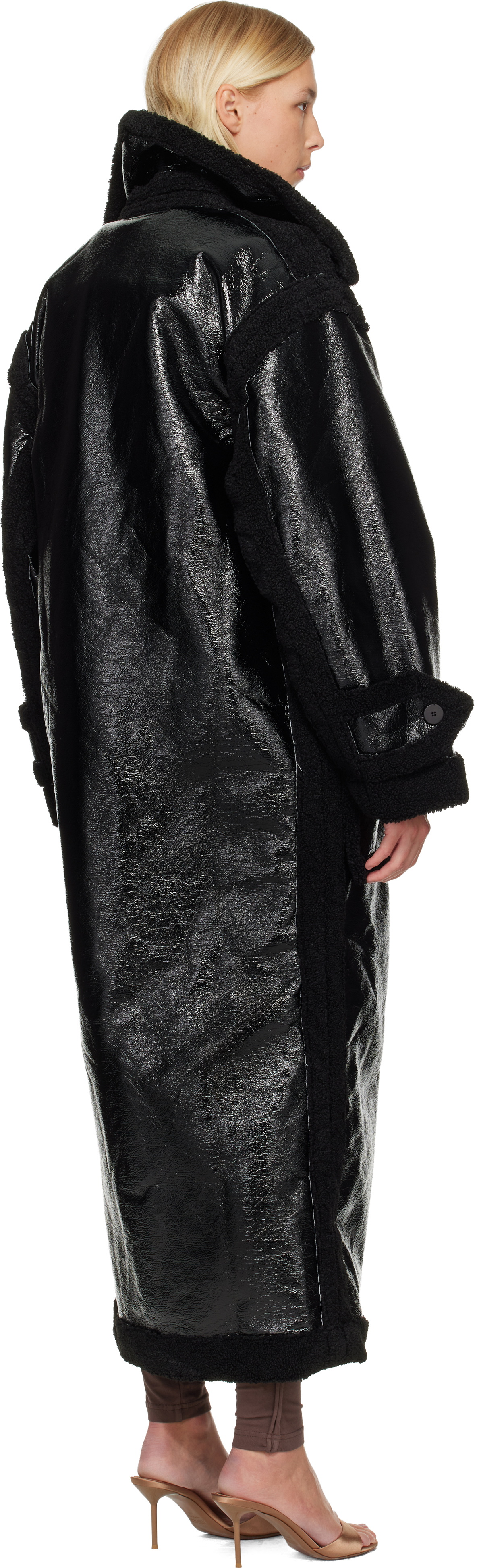 Ottolinger Black Oversized Split Faux-Shearling Coat
