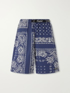 KAPITAL - Easy Straight-Leg Belted Bandana-Print Cotton Shorts - Blue