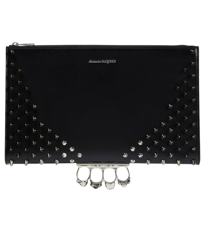 Photo: McQueen Four-Ring embellished leather clutch