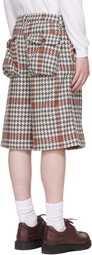 Reese Cooper White & Gray Wool Houndstooth Patch Pocket Shorts