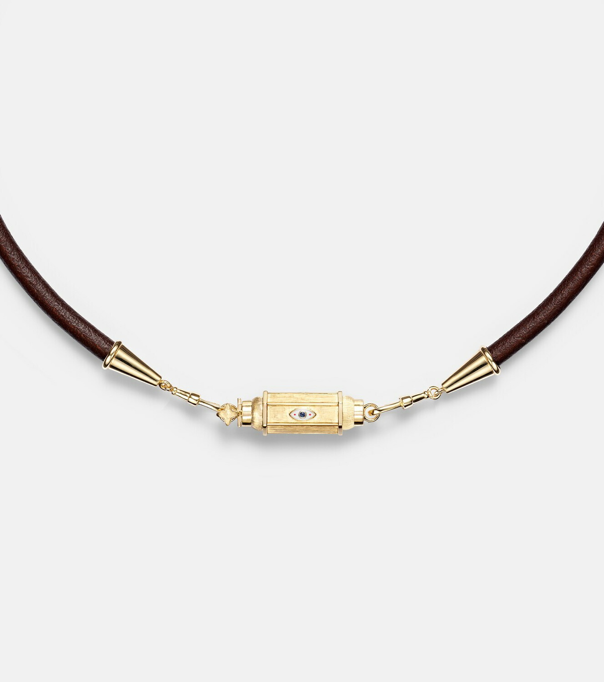 Marie Lichtenberg 18kt gold and leather necklace with sapphires