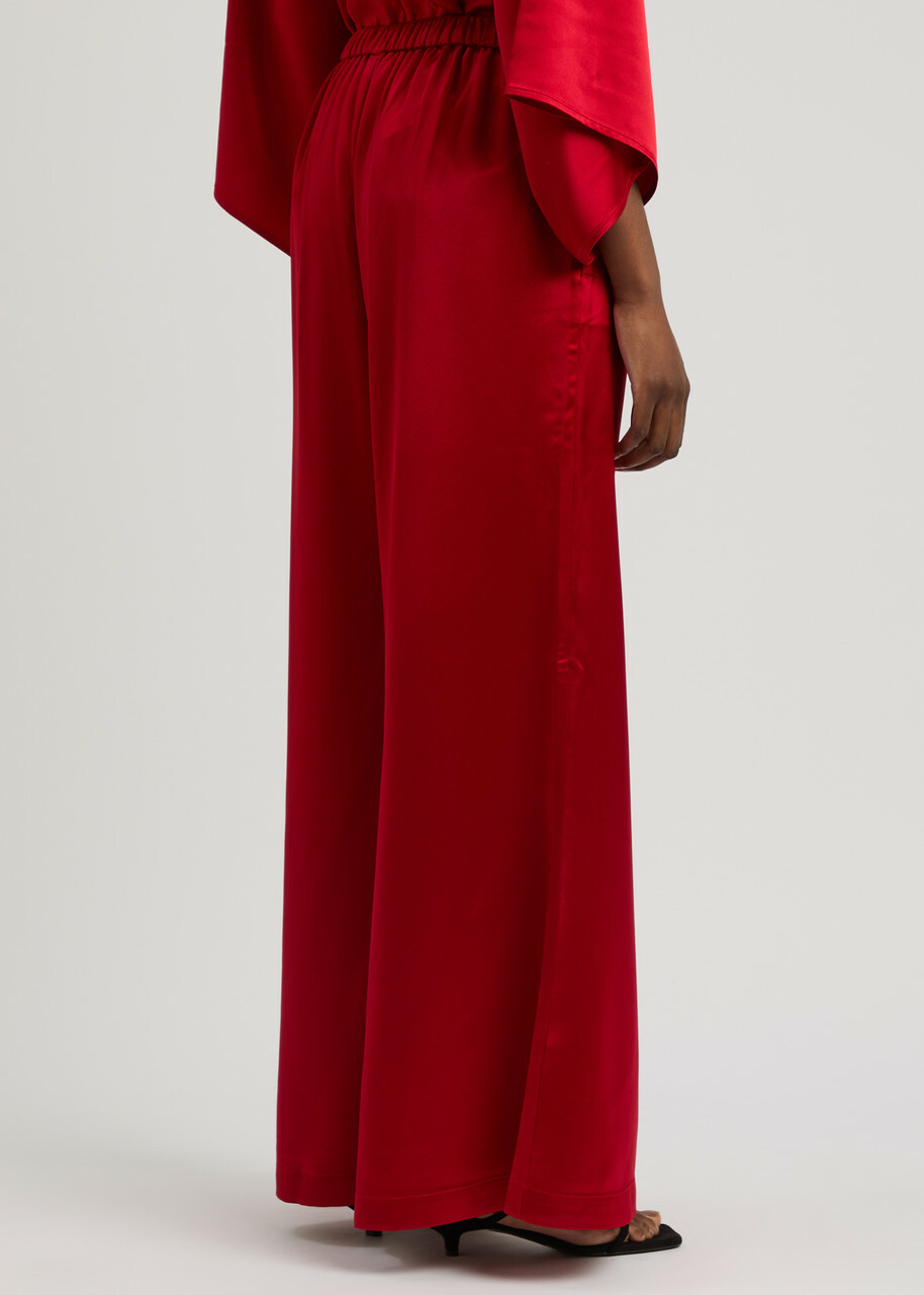BY Malene Birger Lucee Flared-leg Satin Trousers Red